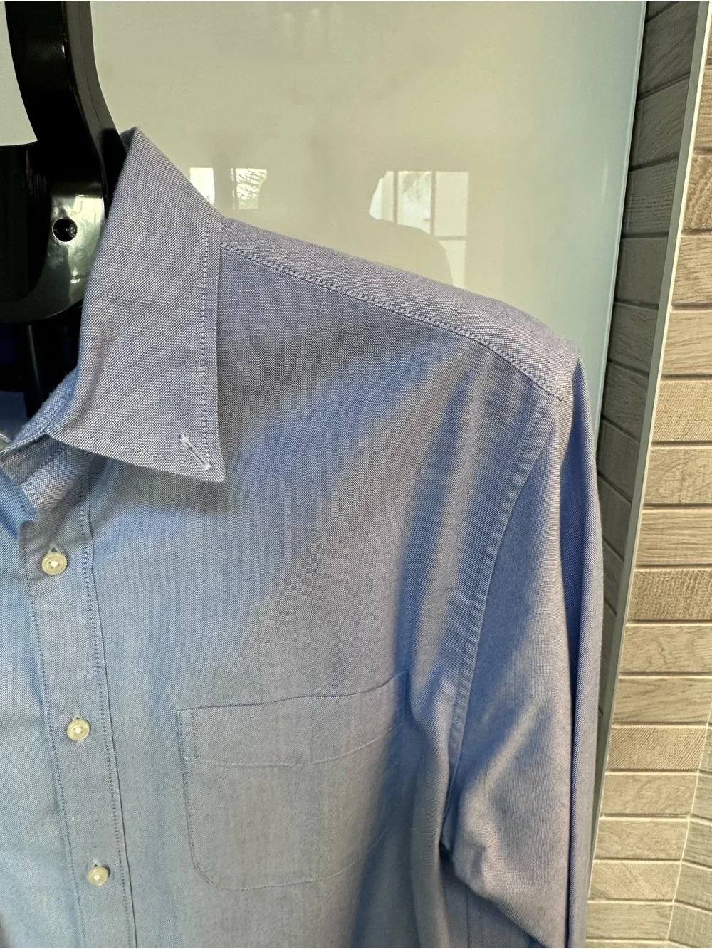 J. Crew Men's Light Blue Pina Cotton Button-Down Dress Shirt